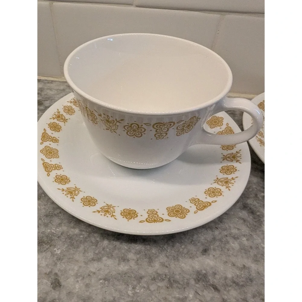 VTG Corelle Livingware Butterfly Gold Cup & Saucer Set of 2 Retired Replacements